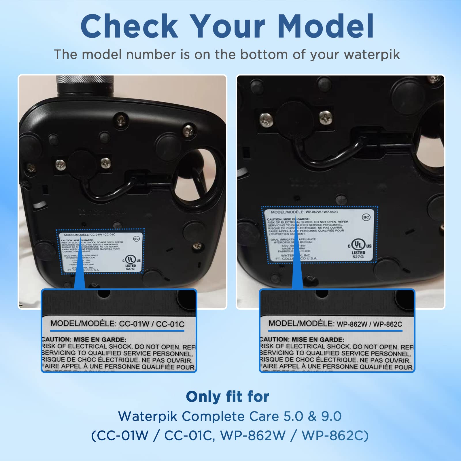Cabezales de repuesto para Waterpik Complete Care 5.0/9.0 (CC-01/WP-862), 4 unidades, negro, 02 | Cerdas recordatorias, cerdas redondeadas finales, eliminación de placa