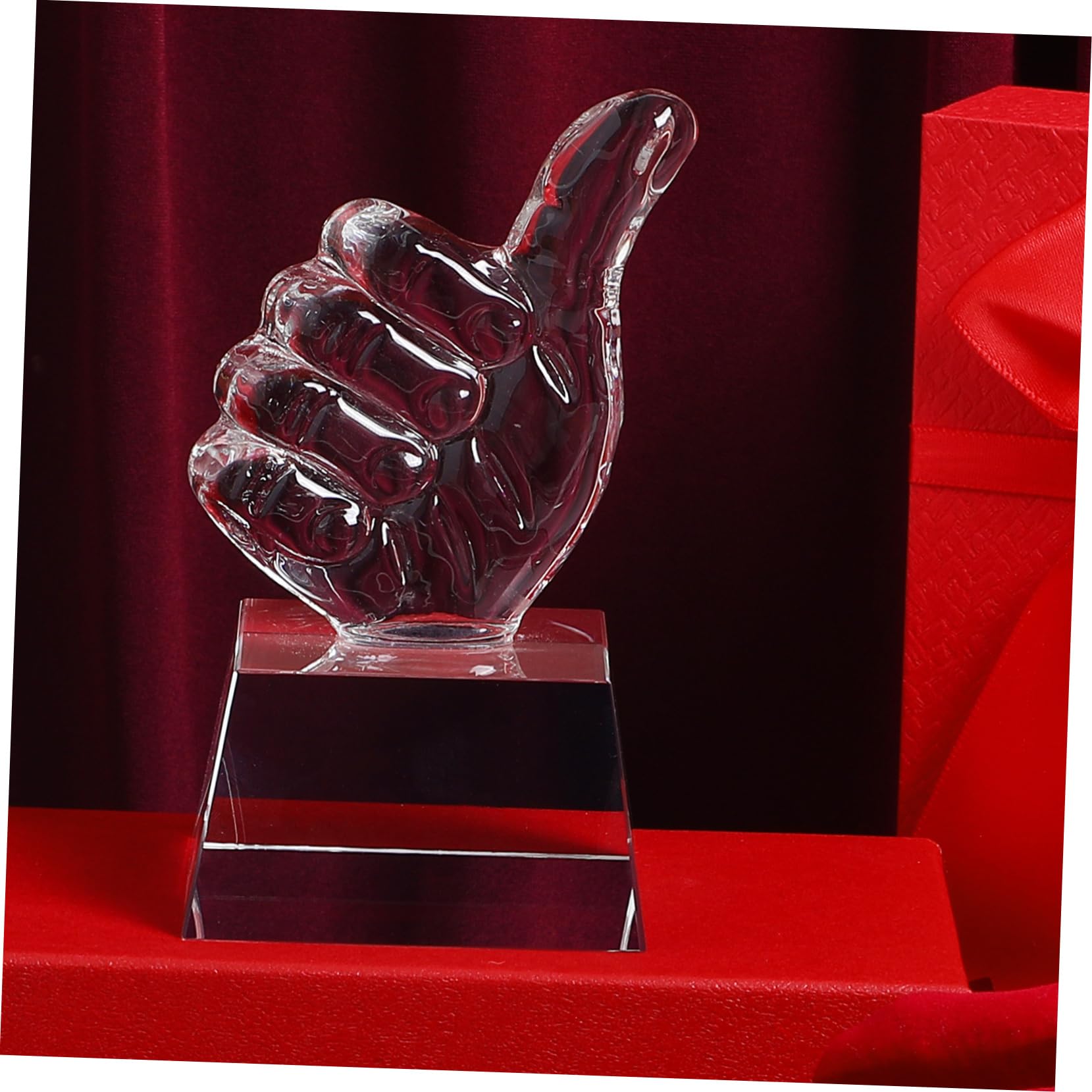 Mikinona 2 Stück Kristalltrophäen Daumen Hoch Trophäen als Sommerliche Tischschmuck Auszeichnungstrophäenmodell mit Adaptabler Funktion für Siegerpokal und Sommerstimmung