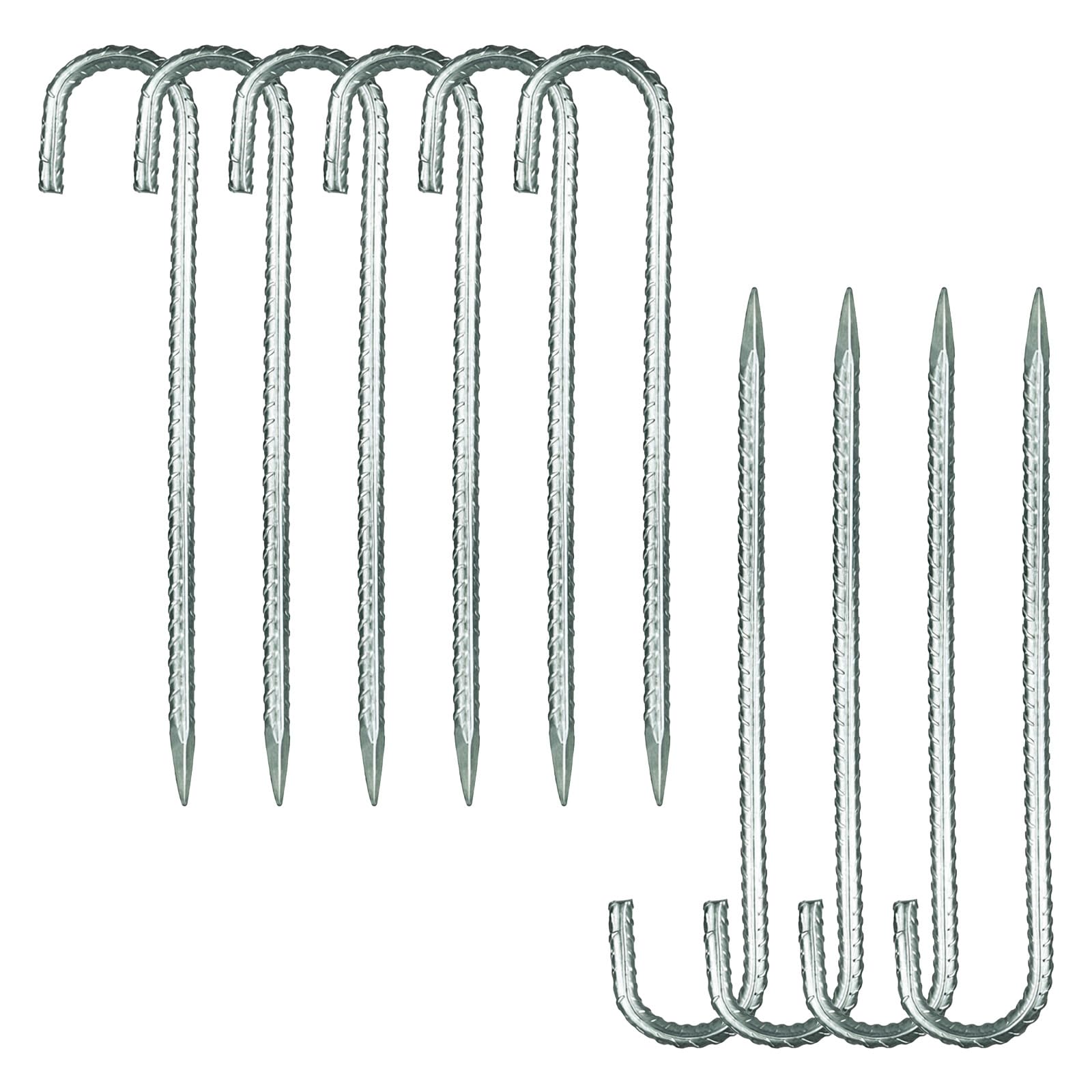 GREENSAPPIRE Garden Pegs 10 Pack 30cm (12 inch) J-Pin Anchors – Heavy Duty Metal Stakes for Securing Tents, Trampolines, Weed Membranes, Gardens, and Outdoor Canopies