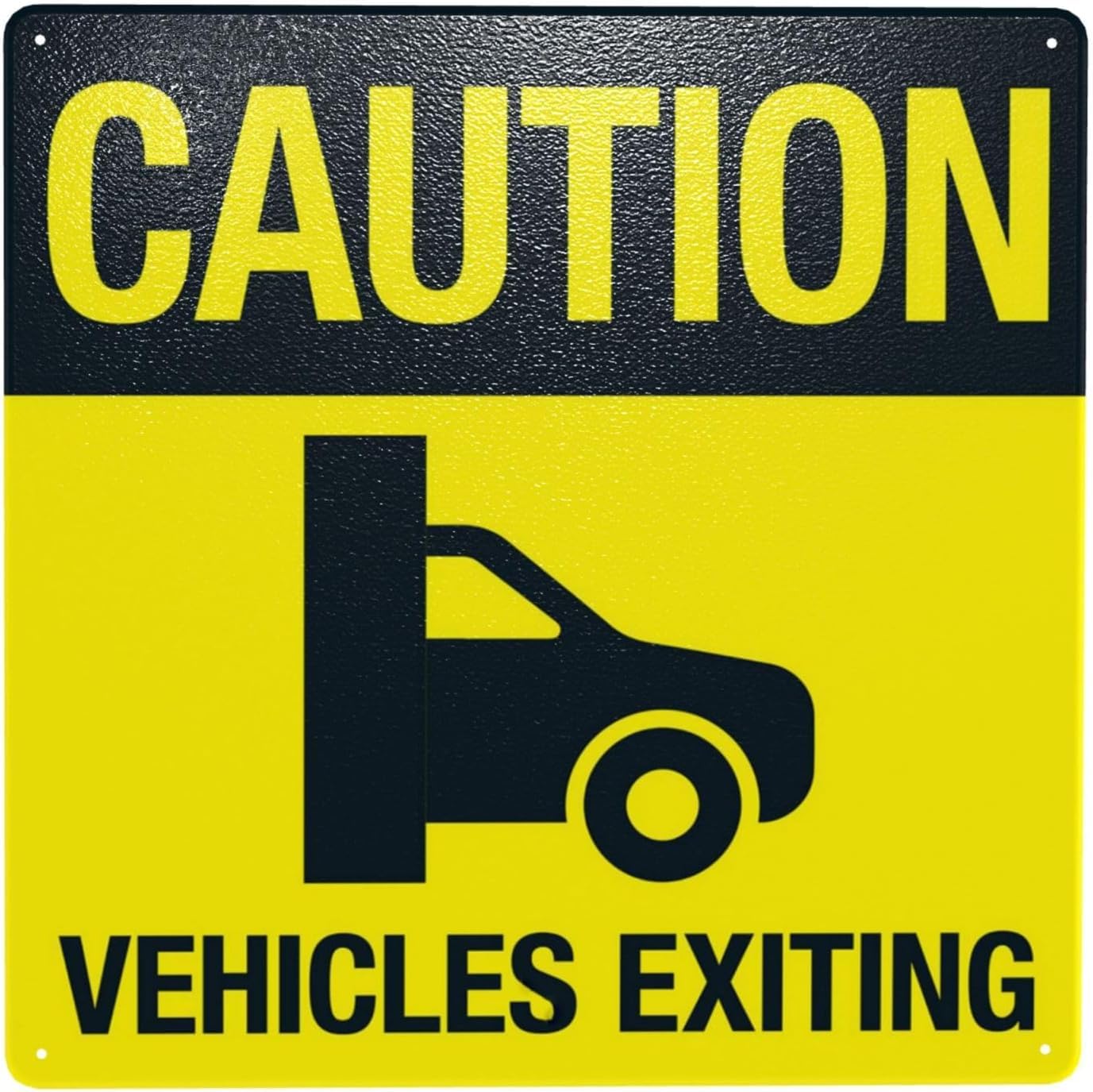 Vehicle Exit Caution Metal Sign, Street Business Area Traffic Safety Warning Plaque 12x8 Inch