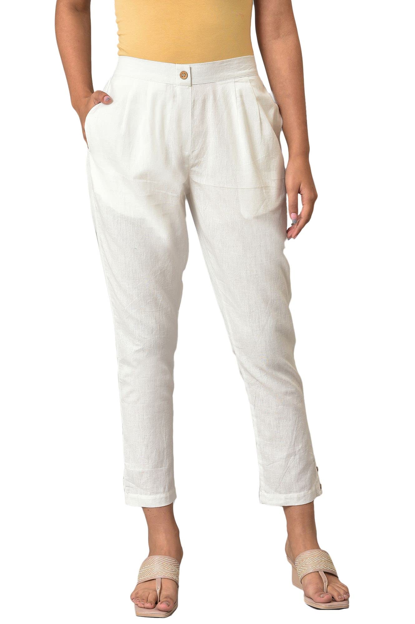 aurelia Pure Cotton Strechable Regular Fit Trouser for Women | Ankle Length Trouser for Women | Pure Cotton Trouser for Women | Pants for Women-picture-44