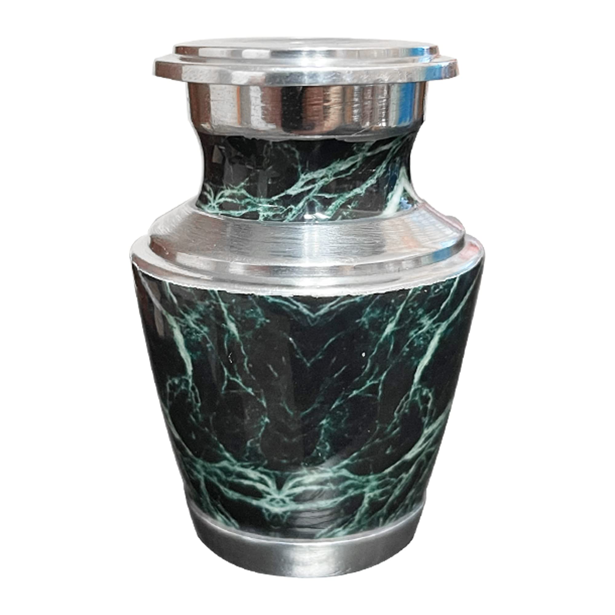 Cremation Urn, Urns for Human Ashes, Personalized Marble Finish Metal Funeral Urn with Velvet Bag (Green Keepsake)