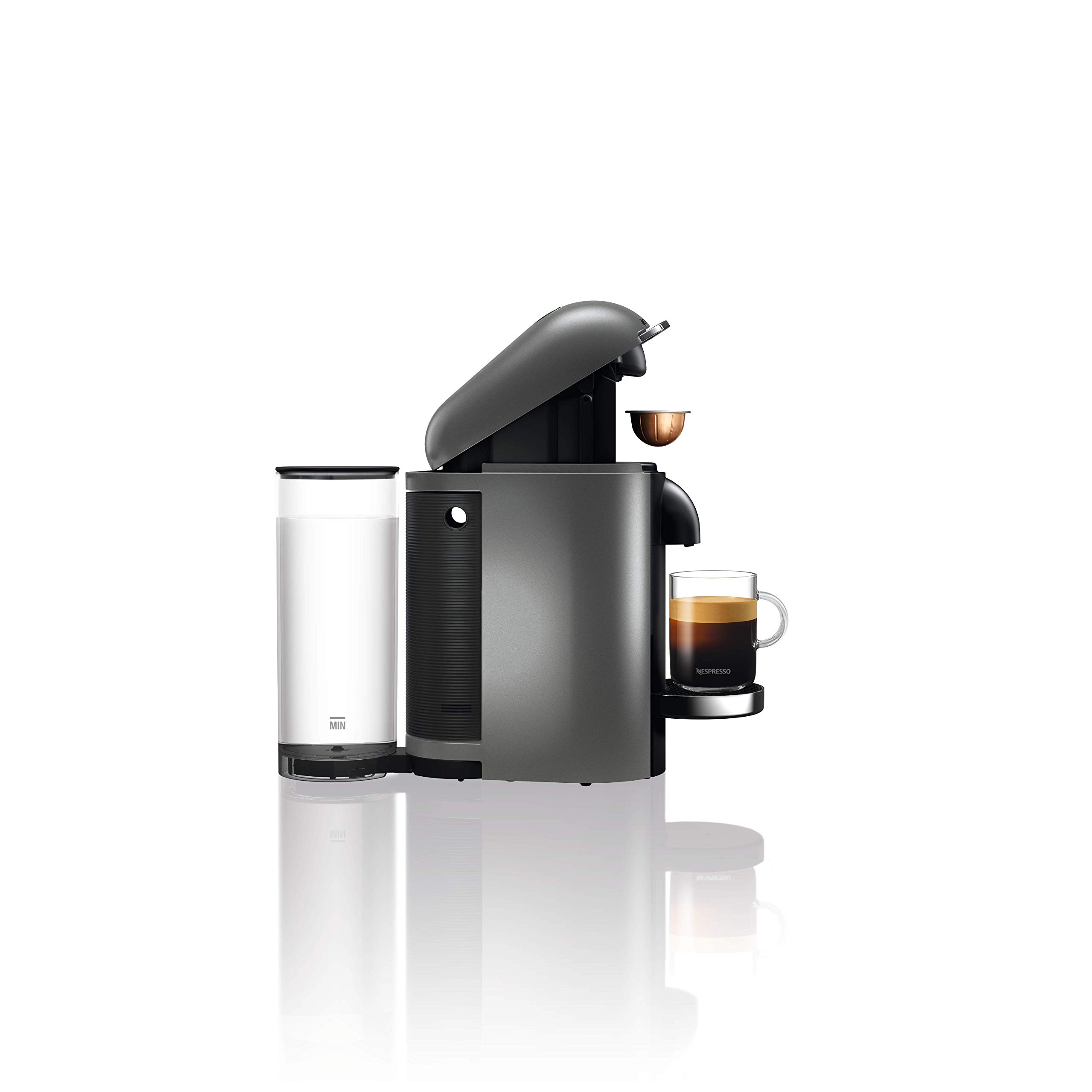 Krups Nespresso Vertuo Plus Machine à café Capacité du réservoir : 1,7 l Titanium/acier inoxydable.