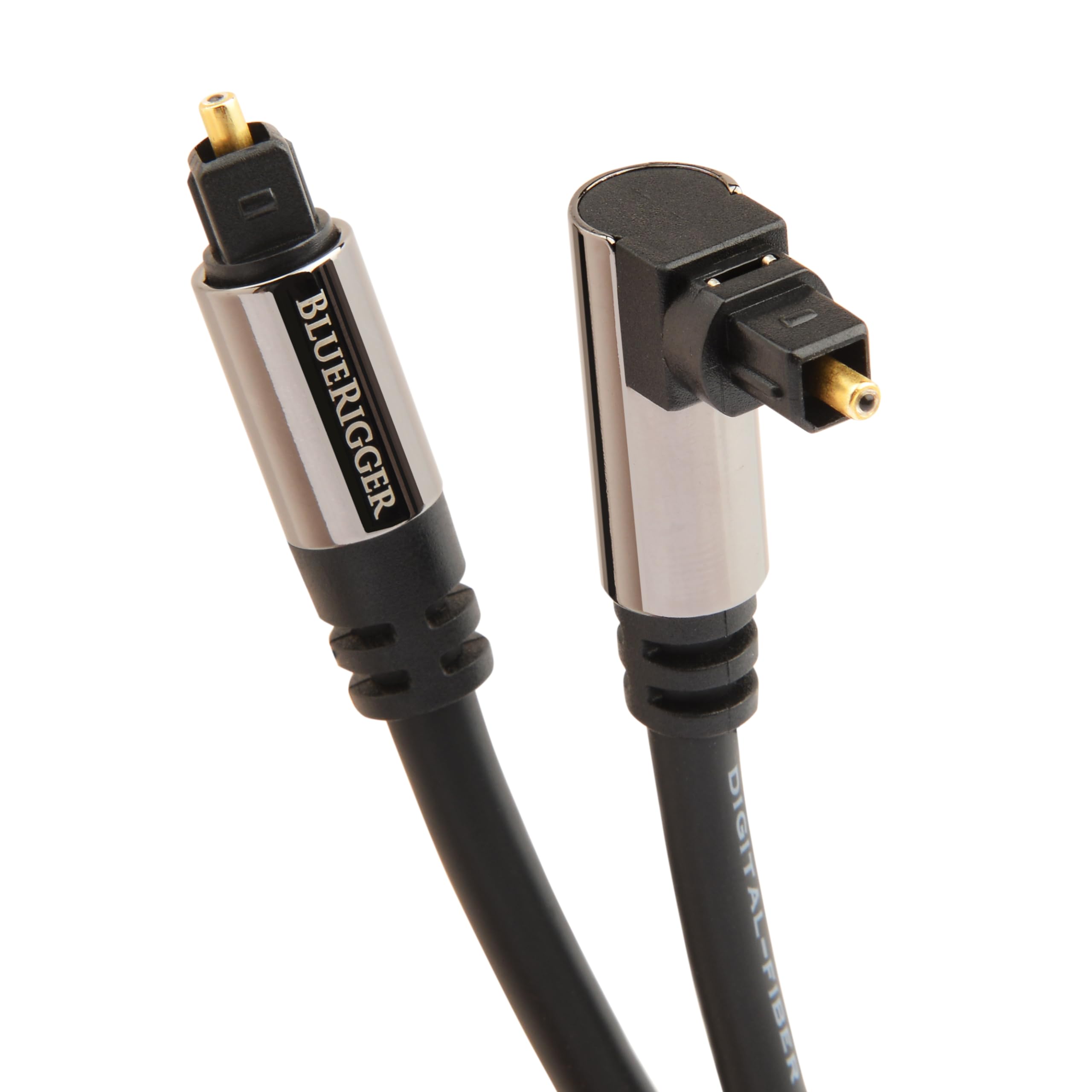BlueRigger Premium Digital Optical Audio Toslink Cable With 24K Gold Plated 90° Angled to Male Type Connector Pin, 8 Channel (7.1) Audio Support (for Home Theatre, Xbox, Playstation) (10FT/ 3 Meter)