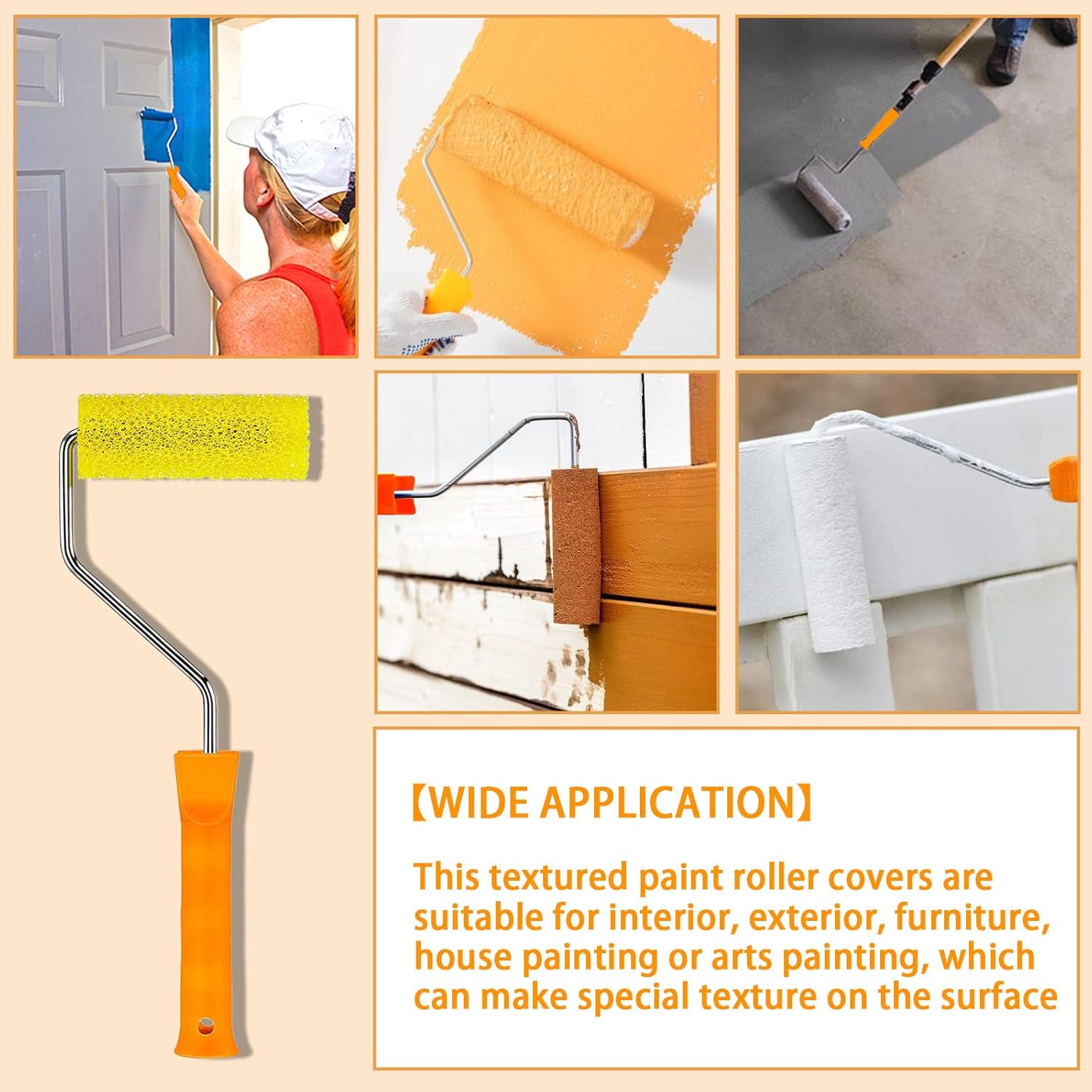 8 Pcs Textured Paint Roller Covers, 4 inch Medium Textured Foam Drywall Texture Paint Rollers, House Paint Roller Covers for Art Painting Walls Ceilings