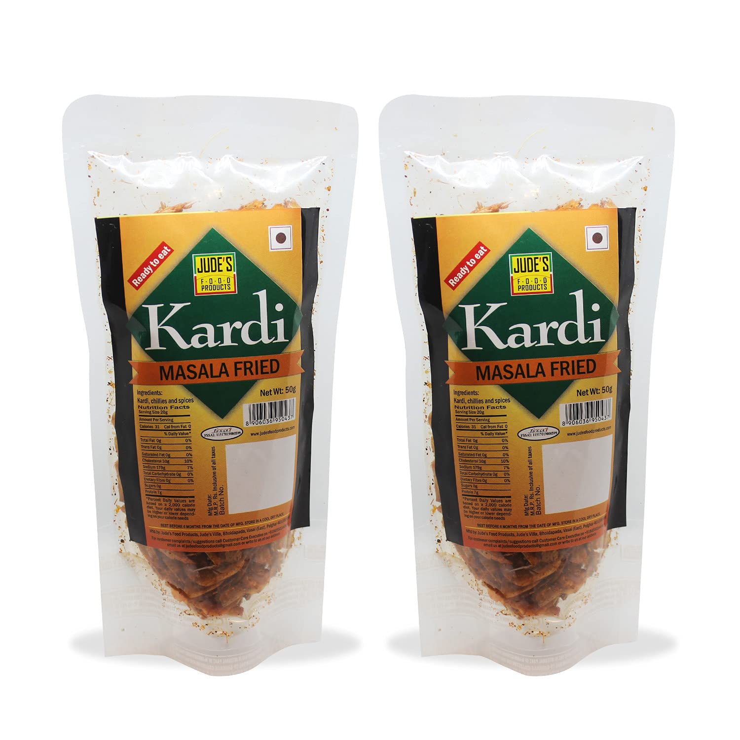 Judes Food Products - Masala Fried Kardi | Dried Sea Prawns, Seafood |Cleaned & Cooked with Spices | Ready to Eat | No Added Color, Flavors | Dried Fish Snack, Food Accompaniment | Pack of 2 x 50 gms (B08292DC79) Amazon Price History, Amazon Price Tracker