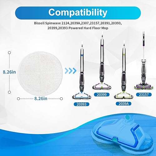 Miniatura 10 de KEEPOW Spinwave Almohadillas de repuesto para trapeador Bissell Spinwave 2124, 2039A, 2307, 23157, 20391, 20399 (paquete de 6)