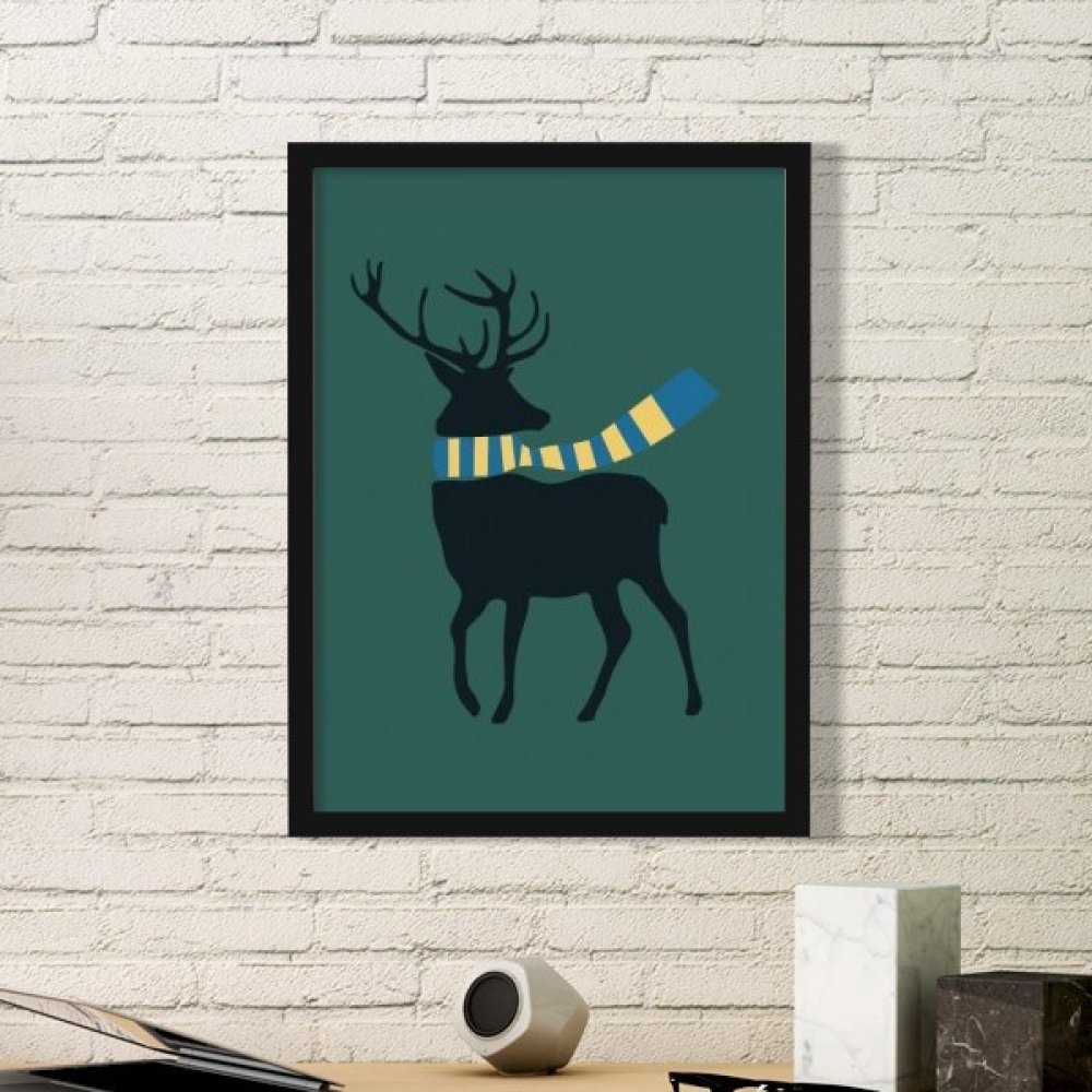 Illustration de Noël élan de qualité supérieure avec cadre noir d'art mural raffiné