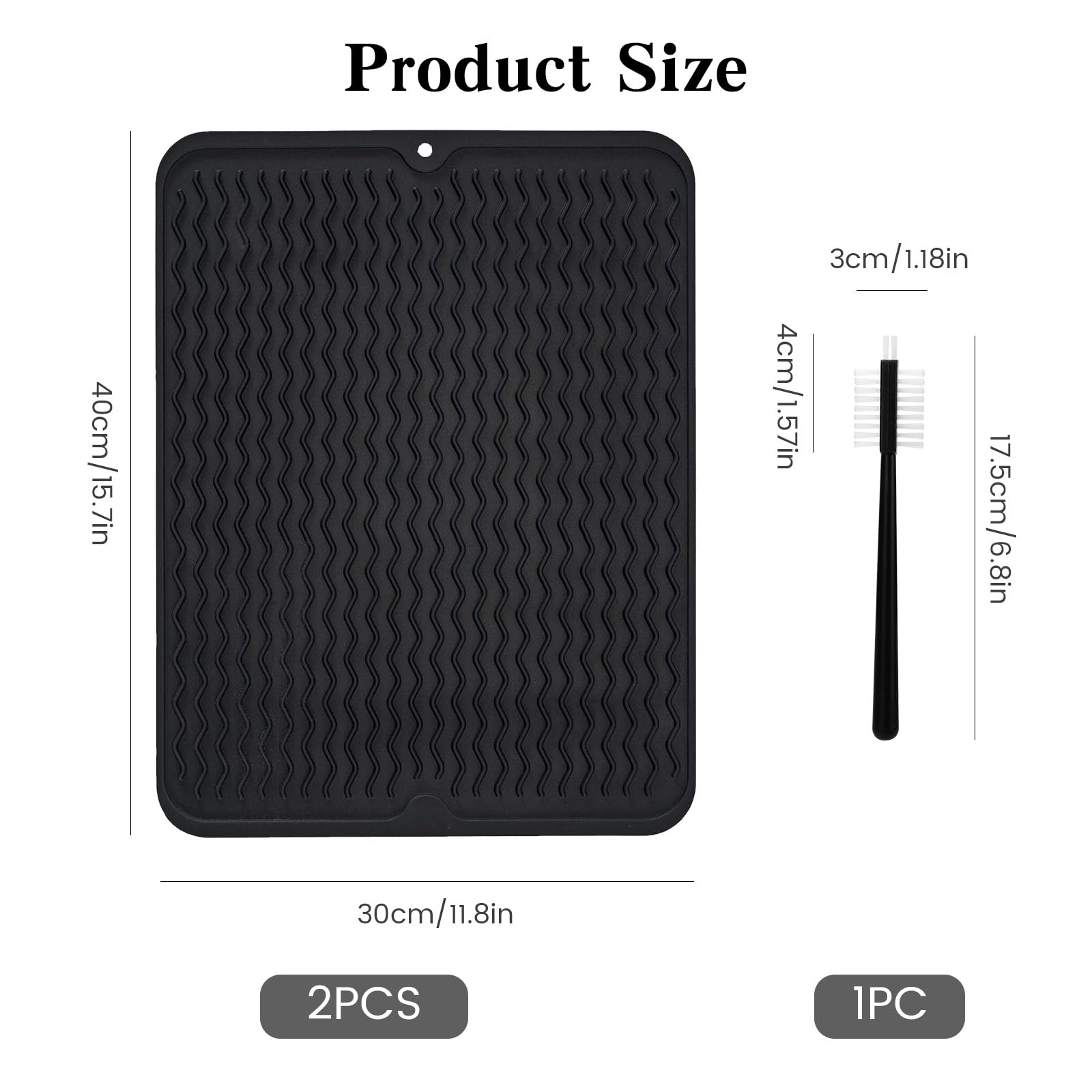 GOTFUN Lot De 2 Tapis Egouttoir Vaisselle, 40×30 Cm Tapis De