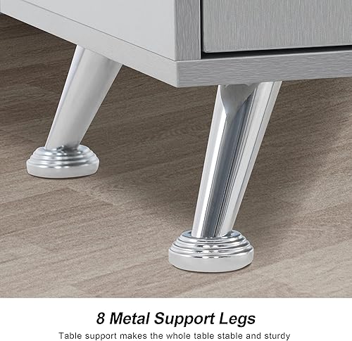 Miniatura 10 de BarberPub Mesa de manicura, escritorio de maquillaje de uñas con cajones, estación de trabajo de salón de belleza de almacenamiento 2611 (plata)