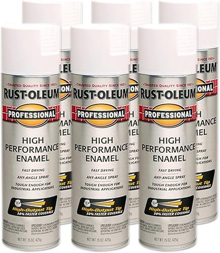 Rust-Oleum 239108-6PK - Pintura en aerosol profesional de esmalte de alto rendimiento, 15 onzas, blanco semibrillante, paquete de 6