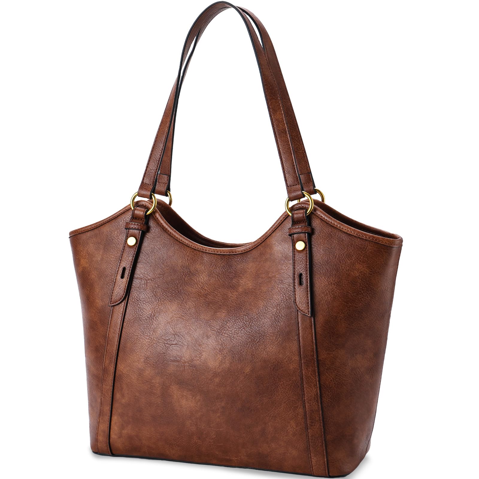VASCHY Bolso Mujer Grande, Bolso Bandolera para Trabajo Viaje Bolso de Hombro para Shopper Bolso Universidad de PU/Lona Bolso Portatil 14 Pulgadas Bolso Tote Mujer Vintage