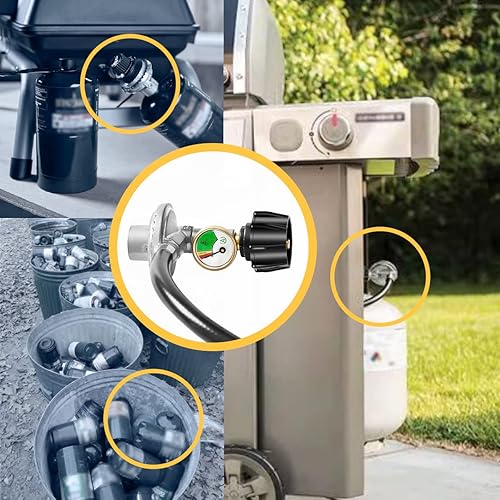 Miniatura 6 de Regulador de manguera de propano con medidor de tanque de propano, regulador universal de propano QCC1 de 8 pies y kit de manguera para parrilla de