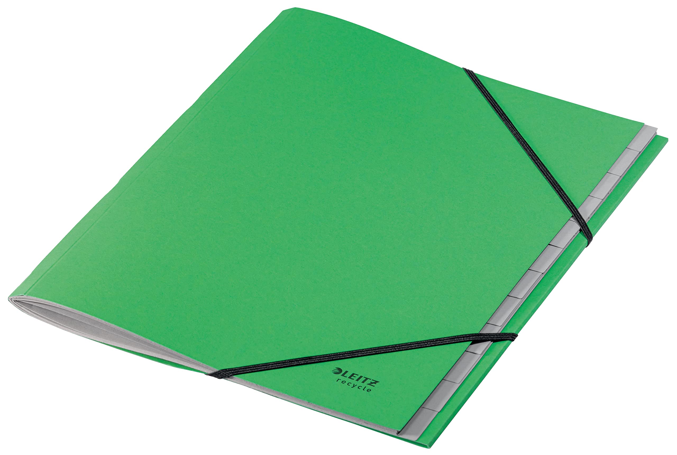 Leitz Teczka Segregująca A4 z 12 Przekładkami Leitz Recycle, Wykonana z Przetworzonego Kartonu, Podlega w 100% Recyklingowi, Neutralna Pod Względem Emisji CO2, Kolor Zielony, 39150055