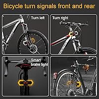 Vista 2 de Luz trasera de bicicleta con señal de giro, intermitentes de bicicleta delantera y trasera, luz trasera dividida para bicicleta 5 modos, recargable