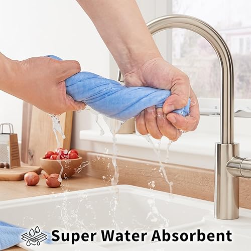 Miniatura 2 de PY HOME & SPORTS Juego de paños de cocina, 100% algodón, 8 piezas, paños de cocina súper absorbentes para secar y limpiar, 13 x 28 pulgadas (azul