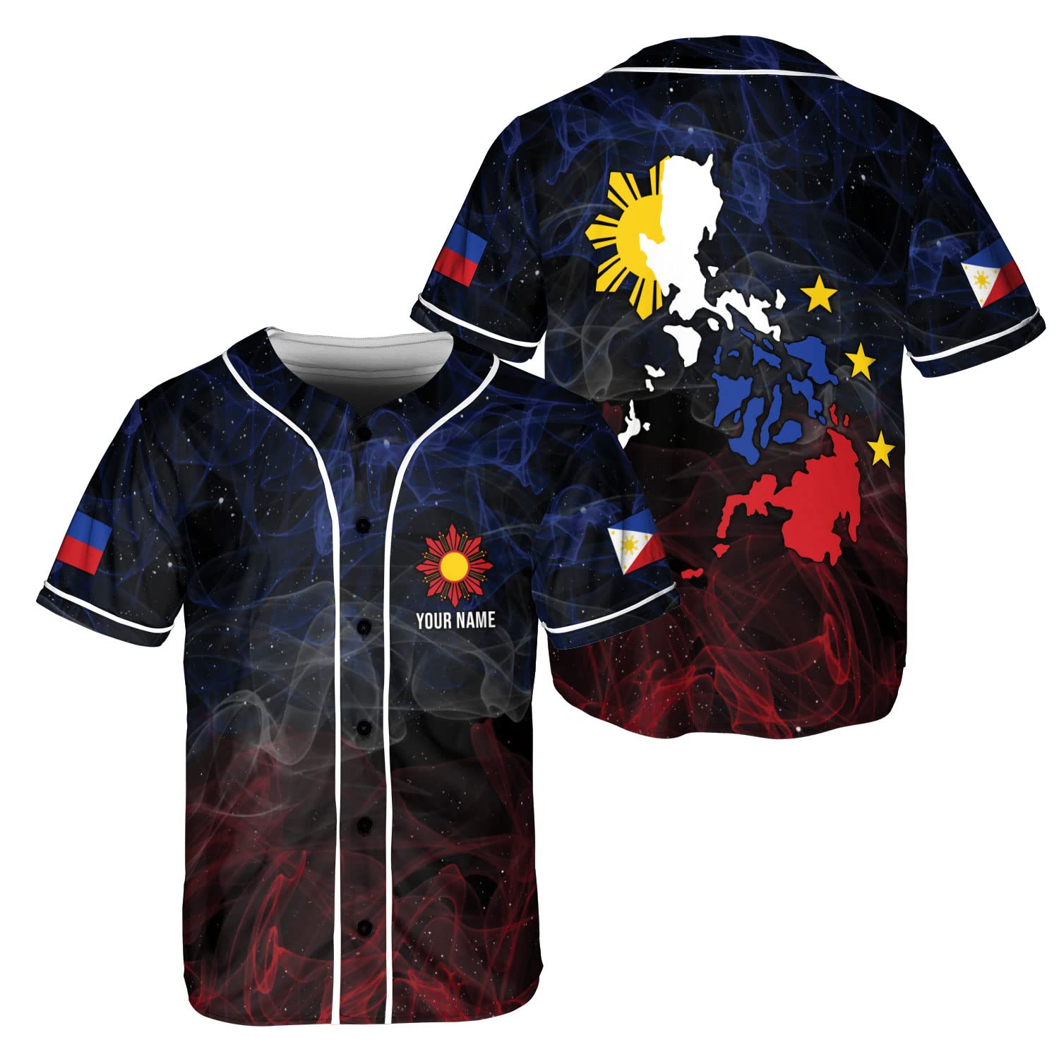 Leeprints Personalized Philippines Baseball Jersey, Filipino Flag Baseball Jersey, Philippines Shirts, Philippines Flag Shirt