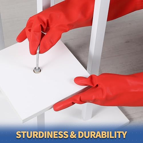 Miniatura 6 de BOOMJOY Guantes de limpieza para lavar los platos, reutilizables, guantes de cocina resistentes, para baño, rojos, 3 pares, talla L