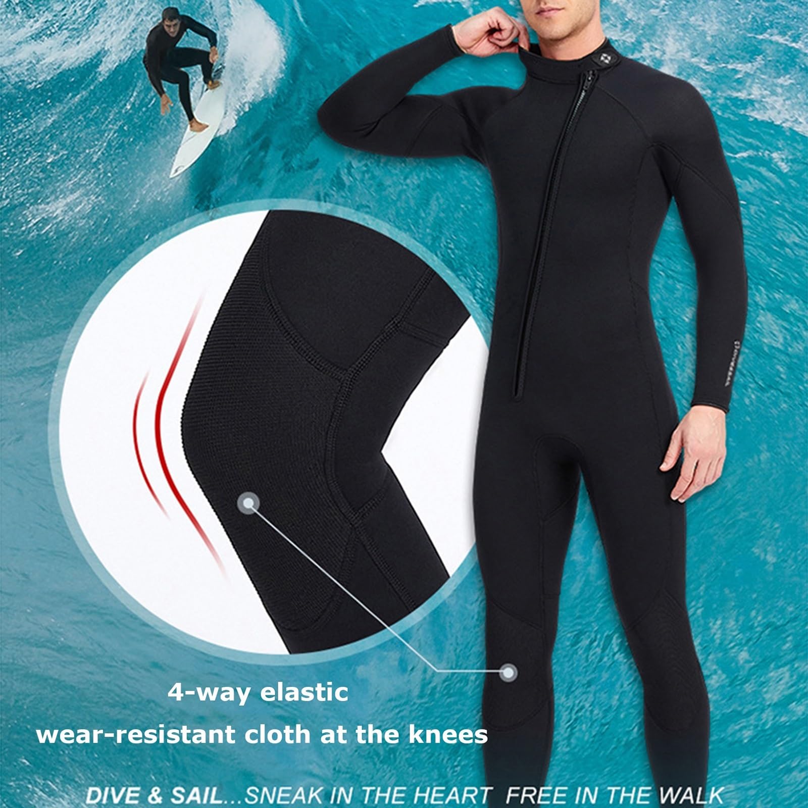 Muta Uomo Donna 3mm, Tuta Da Triatleta In Neoprene Per Tutto Il Corpo Tuta Con Zip Frontale In Acqua Fredda Per Il Surf, Il Nuoto E Le Immersioni