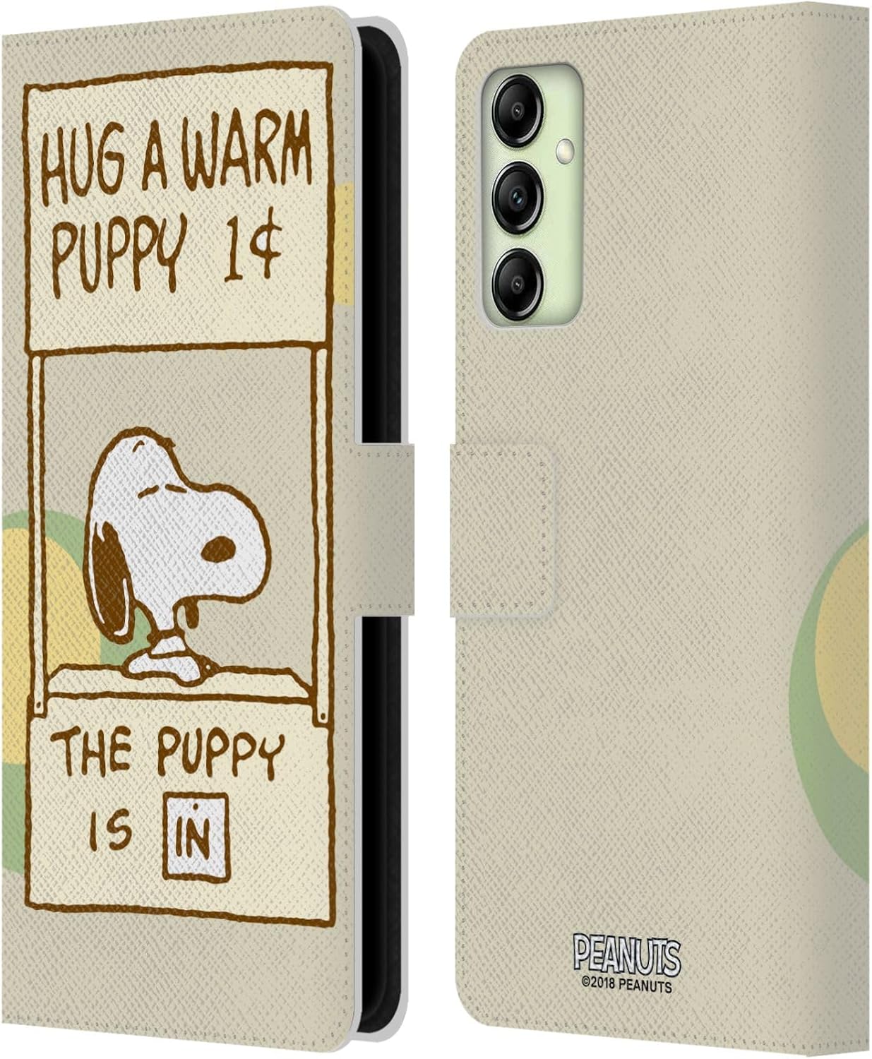 Head Case Designs Officially Licensed Peanuts Warm Snoopy Hug Leather Wallet Case Compatible with Samsung Galaxy A14 5G