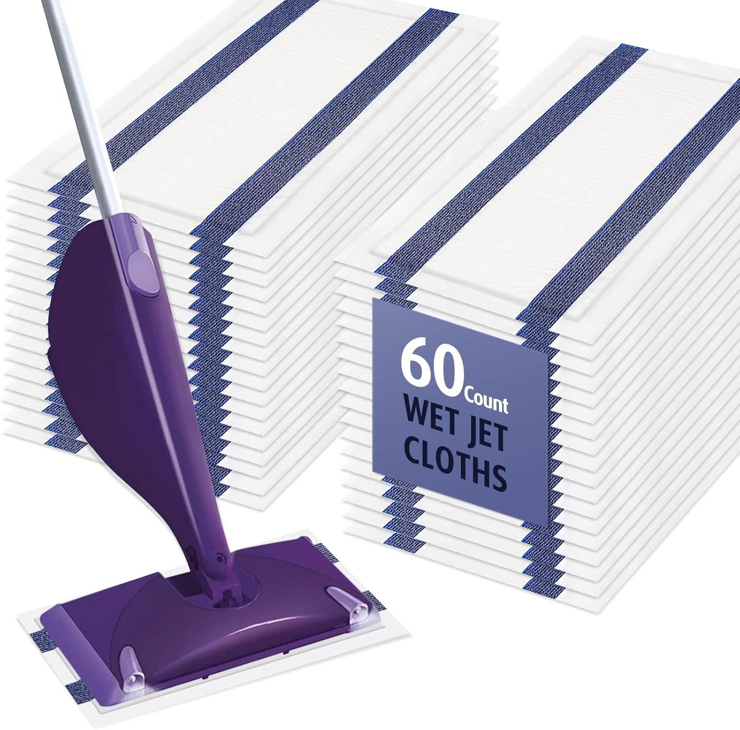 Power Scrubbing Reusable Mop Pads for Swiffer Wet Jet Mops (12 Pack), Wet Jet Refills, Washable Microfiber Mop Pads for Floor Cleaning Wet Dry Use