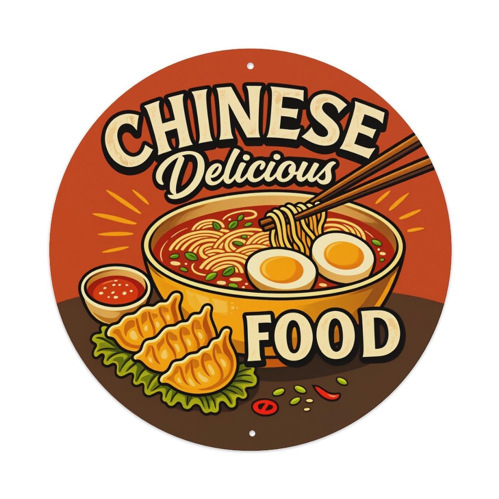Chinese Noodles Dumplings Sauce Spices Metal Tin Sign Vintage Garden Bedroom Cafe Bar Man Cave Home Wall Decor Metal Poster 8x8 inches