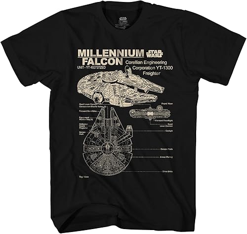 Miniatura 2 de STAR WARS Camiseta con dibujo detallado Millennium Falcon para hombre