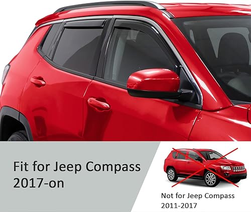 Miniatura 5 de Voron Glass Protectores de lluvia extra duraderos en canal para Jeep Compass 2017-2026, deflectores de ventana, viseras de ventana de ventilación, 4