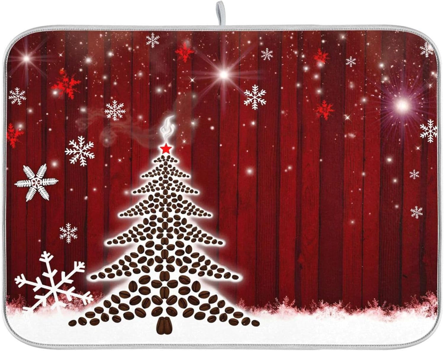 Christmas Tree Dish Drying Mat for Kitchen, 16x18 Microfiber Mat Absorbent Reversible