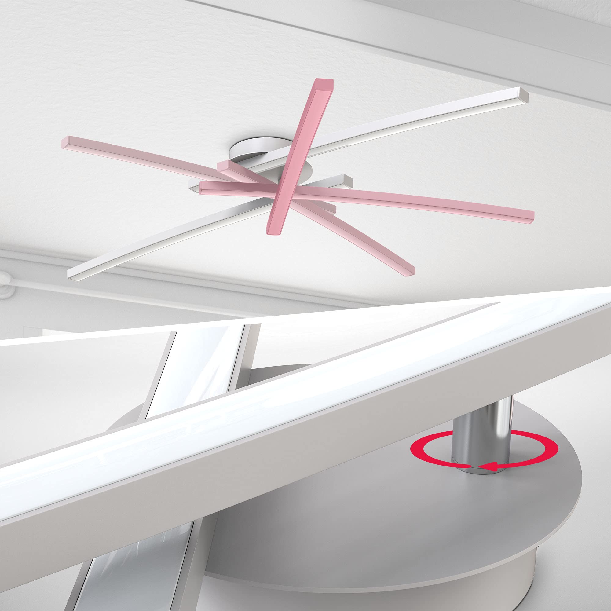 B.K.Licht Plafoniera LED soffitto moderna, L. 57.5cm, luce calda 3000K, 1100Lm, 12W, Lampadario, braccio ruotabile per Camera da letto soggiorno cucina, applique da parete interno