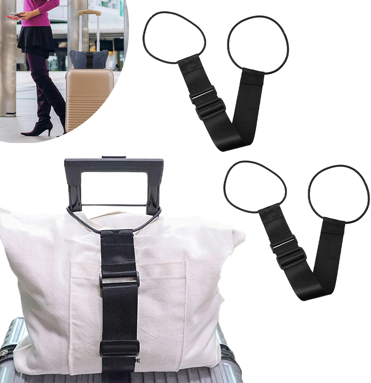Elastic Fastening Belt for Luggage, Adjustable Luggage Straps for Carry On