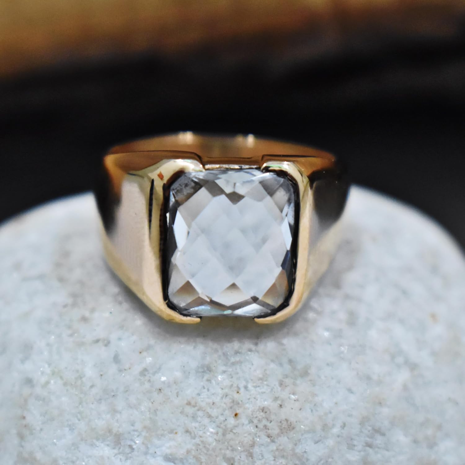 White Clear Quartz Ring, Signet 925 Sterling Silver Ring, Men Women Gemstone Ring, Handmade Jewelry, Gift Ring