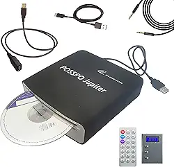 Júpiter Cd Dvd Player para Carro com Porta Usb Porta Aux, Cd Player Externo Portátil Que Se Conecta Ao Carro, Laptop, Desktop, Tv, Computador Mac, Ligar e Usar - Atualizado com Cabo de Extensão