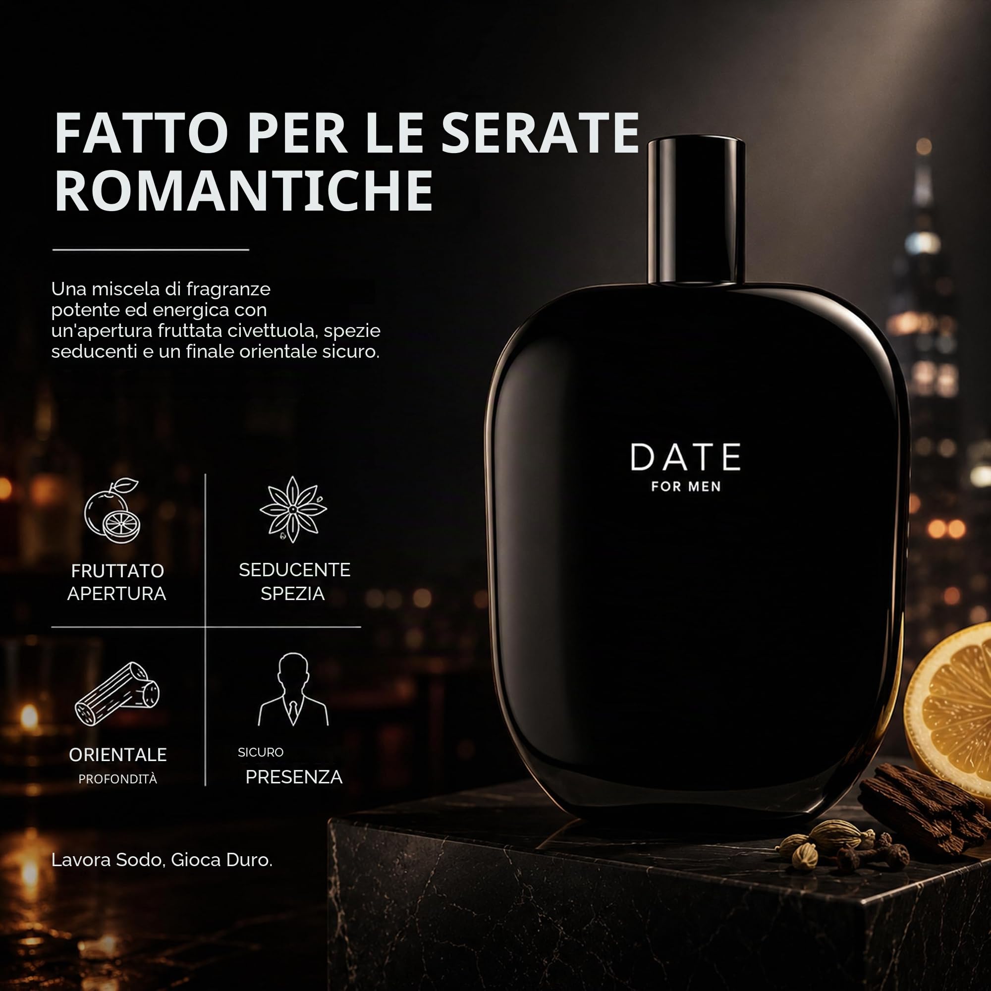 Jeremy Fragrance DATE for Men | Fragranza maschile distintiva | Fruttato Orientale Fresco | Adatto all'uso quotidiano | Perfetto per un appuntamento galante | Flacone da 100 ml con confezione regalo