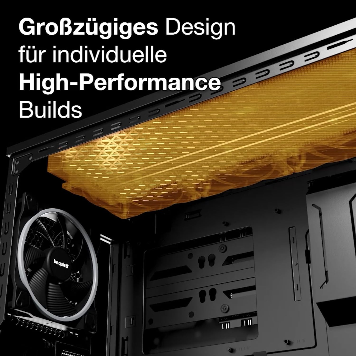 be quiet! Shadow Base 800 PC-Gehäuse, Pure Wings 3 140mm PWM-Lüfter, USB 3.2 Gen. 2 Type C, maximaler Airflow, Open-Mesh-Design, E-ATX Mainboard, 420mm Radiatoren, Seitenfenster aus Temperglas