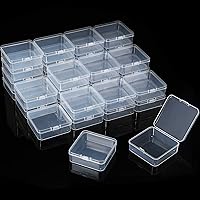 Vista 14 de 48 paquetes de recipientes pequeños de plástico transparente, cajas de almacenamiento transparentes con tapa con bisagras para objetos pequeños