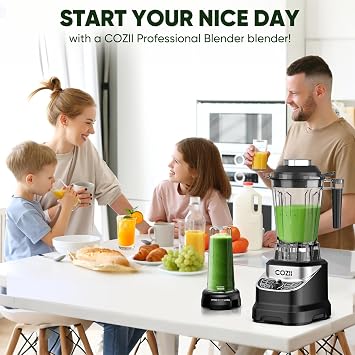 COZII Professional Blenders 2000W for Kitchen with 64oz Pitcher & 21oz To-go Cup, Quiet Blender for Smoothies/Ice Crushing/Frozen Drink/Nut Milk, 7 Preset Programs & 8 Speed Control, Dishwasher Safe