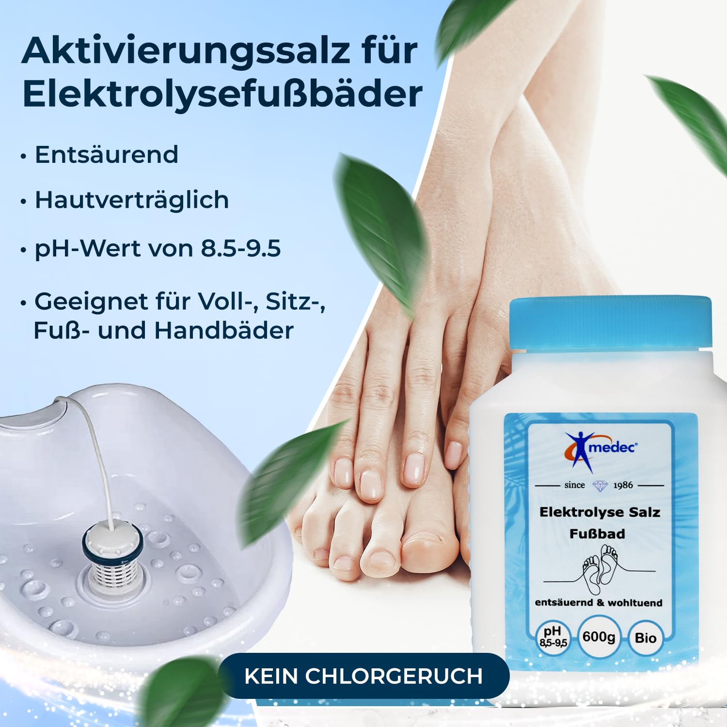 Aggiunta per elettrolisi, sale pediluvio [ioni pediluvio] 600 g di qualità alimentare, sali da bagno basico, sale da pediluvio | Foot Bath