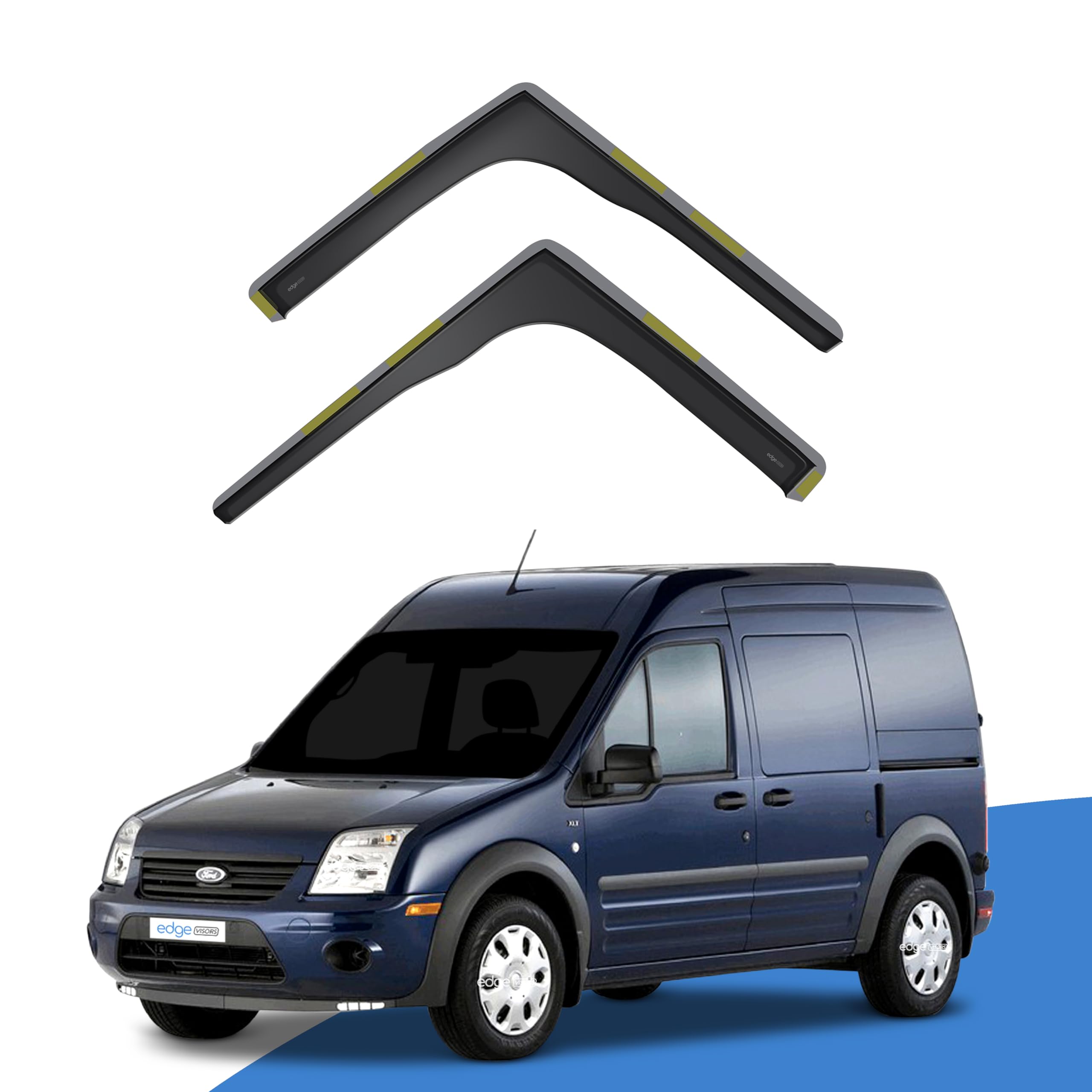 EdgeVisors Wind Deflectors | Fits: Ford Transit Connect (2004-2013) Van 2pc Set | In-Channel Rain Guards for Wind, Rain & Sun Protection, Easy Installation - Tinted
