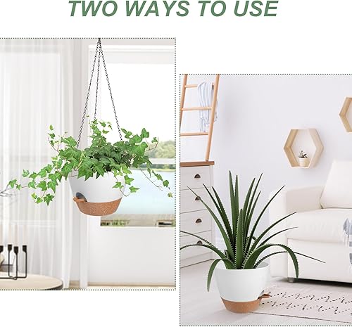Miniatura 5 de Macetas colgantes de 12 pulgadas para plantas de interior, macetas colgantes grandes con orificios de drenaje, cestas colgantes para el hogar,