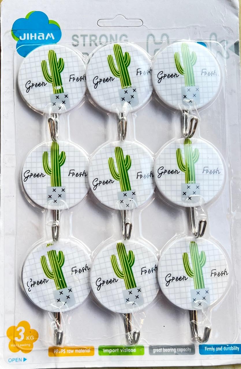 "Adhesive Wall Hooks,6kg Max Heavy Duty Wall Hooks,Beautiful wall hooks, Kitchen&Bath Decor, 9pack, Self-Adhesive Hook.
