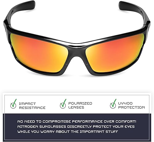 Miniatura 3 de Lentes de sol deportivos polarizados envolventes, negro, talla única Se ajusta a la mayoría