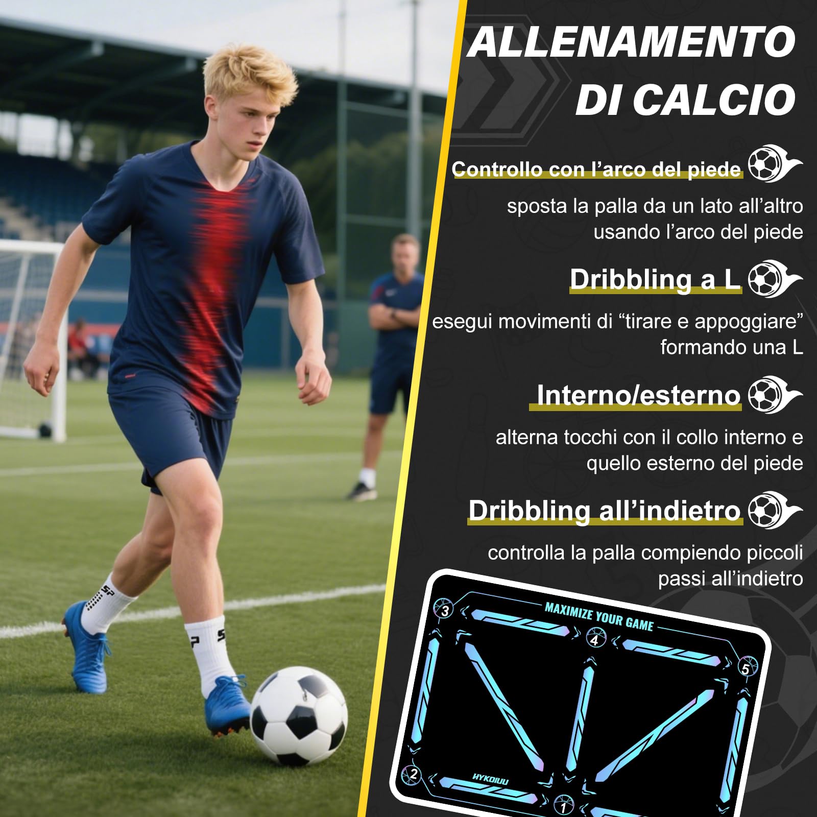 Tappeto Calcio Allenamento Con Video di Allenamento Inclusi Tappetino Per Agilità Accessorio Per L'Allenamento Del Calcio Tappeto Da Allenamento Per Il Calcio Regalo Per