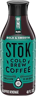 SToK Cold Brew Coffee, Arabica-Based Blend, Medium Roast Brewed Low and Slow, Unsweetened, Black Coffee, 48 FL OZ Bottle