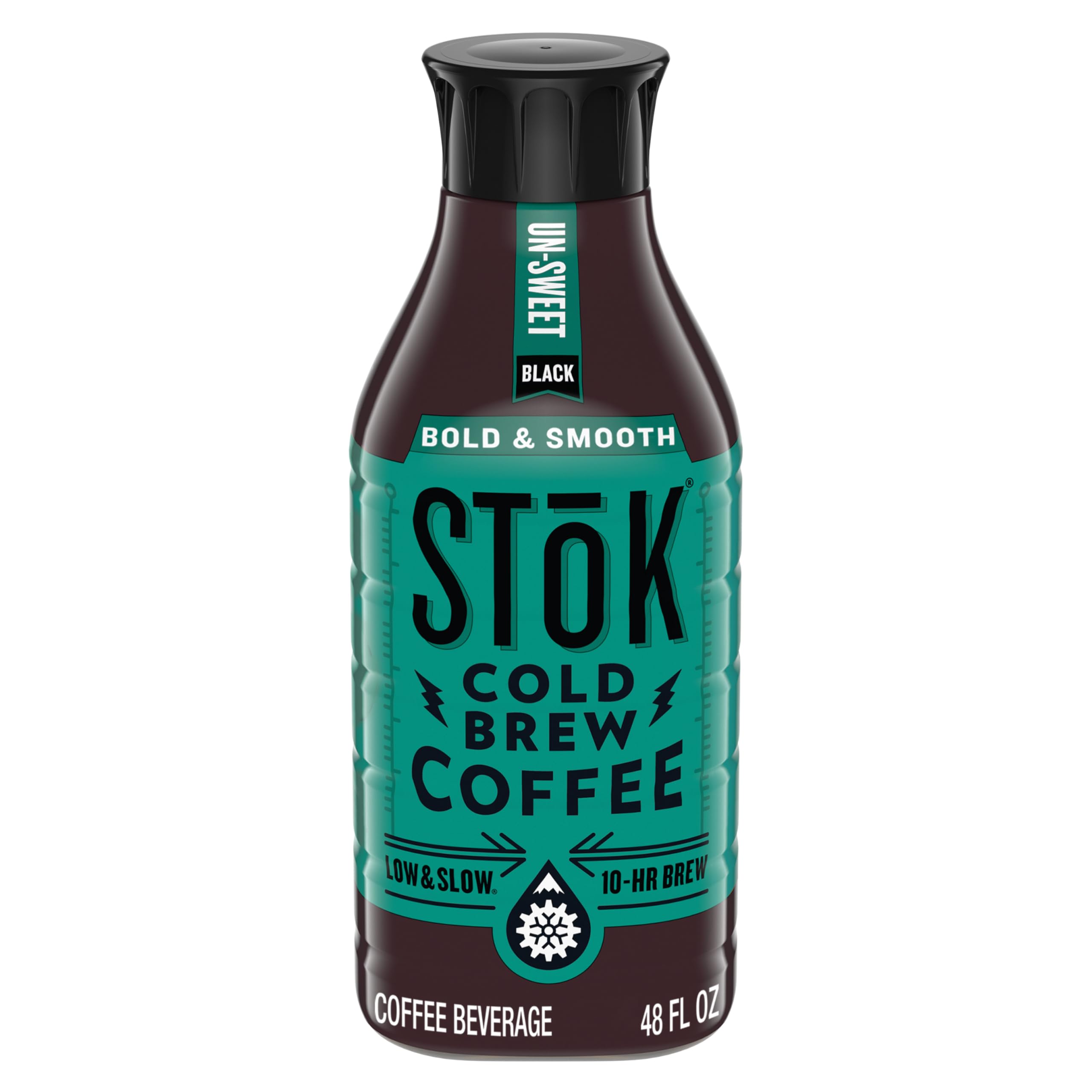 Cold Brew Coffee, Arabica-Based Blend, Medium Roast Brewed Low and Slow, Unsweetened, Black Coffee, 48 FL OZ Bottle