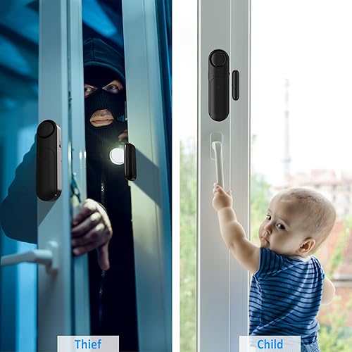Miniatura 6 de Alarma de ventana y puerta cuando se abre para la seguridad de los niñosseguridad del hogar, paquete de 2 alarmas con sensor de puerta corredera con