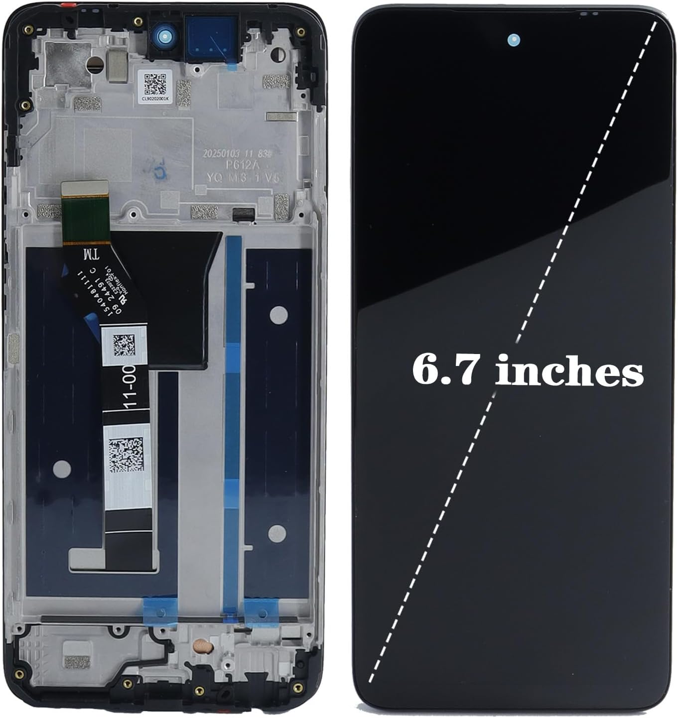 G 2025 LCD Screen Display Touch Screen Digitizer with Frame Assembly Replacement for Motorola Moto G 5G 2025 XT2513-1 XT2513-2 XT2513V