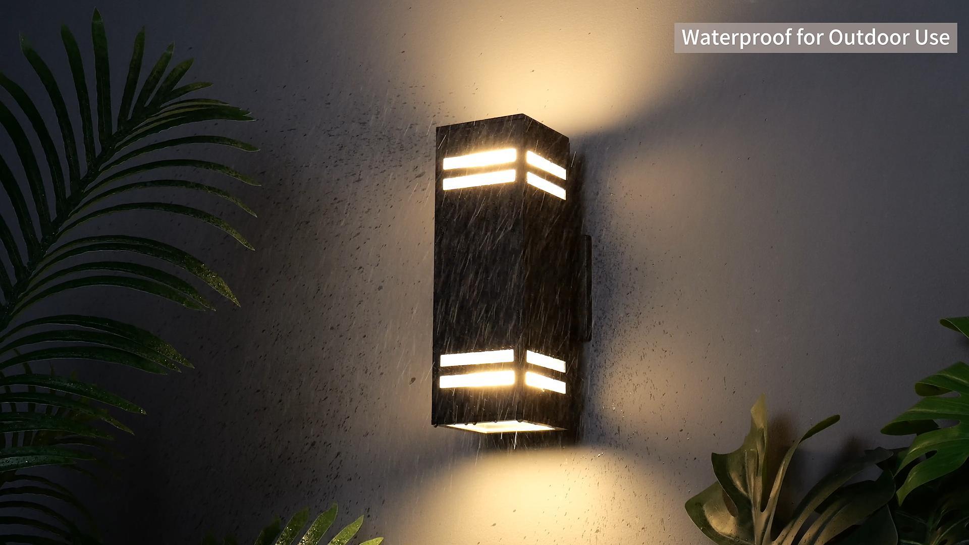 Stainless Steel Sconce Dusk To Dawn Outdoor Wall Light With Photocell - Stainless Steel Up Down LED Sconce Dusk To Dawn Sensor