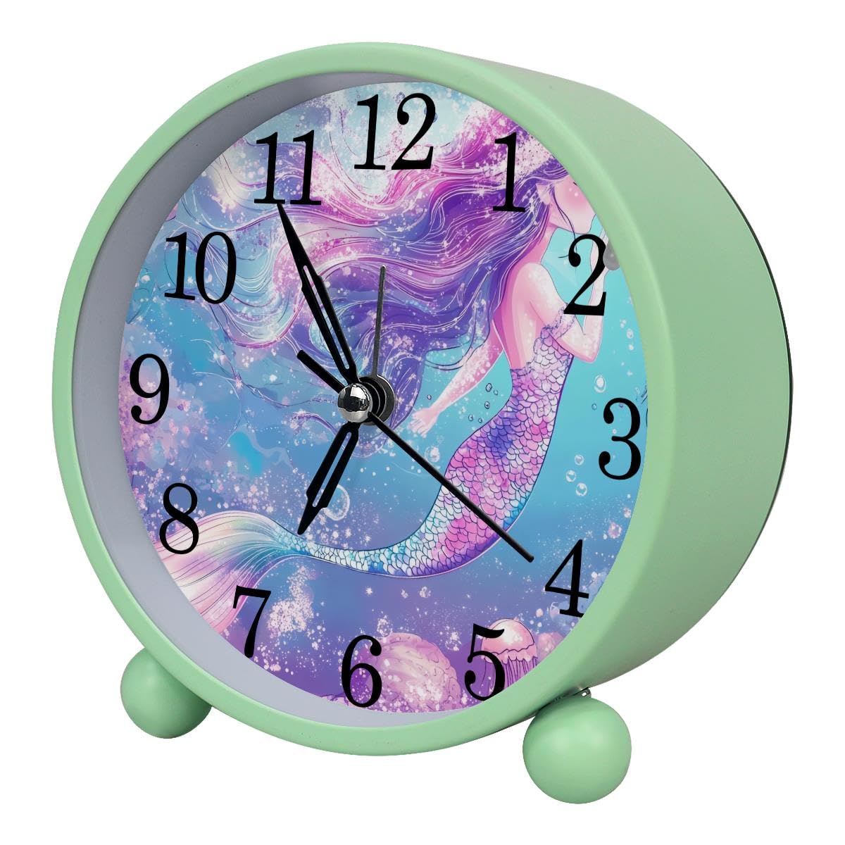 Luoweisi Alarm Clock Mermaid, Silent Non-Ticking with Night Light