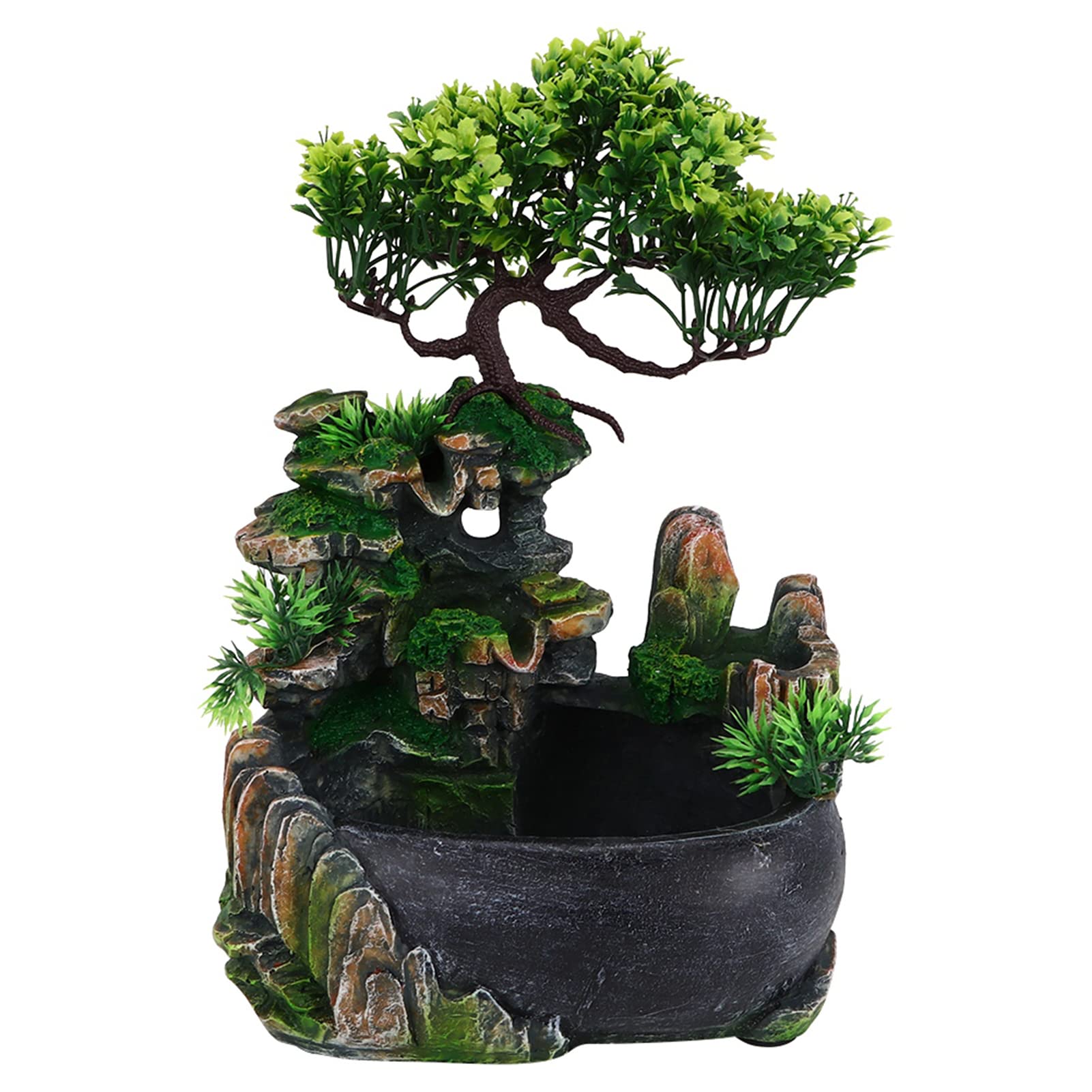 Lyrlody Fuente de mesa de jardín de roca cascada Zen para meditación interior con bomba automática, decoración de escritorio para casa, oficina, dormitorio (UE 220 V)